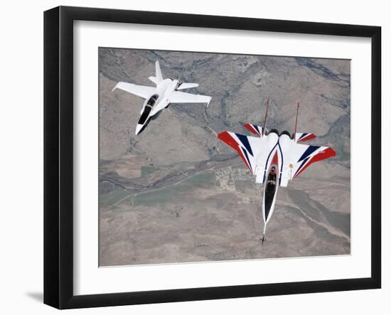 Thrust-Vectoring F-15 and Chase Plane in Flight-Jim Ross-Framed Photographic Print