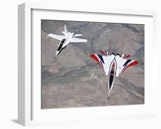 Thrust-Vectoring F-15 and Chase Plane in Flight-Jim Ross-Framed Photographic Print