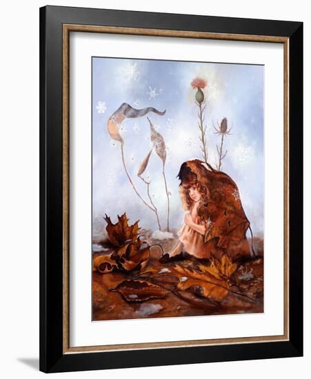 Thumbelina in Leaves-Judy Mastrangelo-Framed Giclee Print