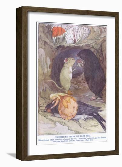 Thumbelina Tends the Poor Bird-Anne Anderson-Framed Giclee Print