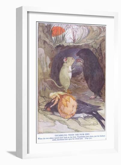 Thumbelina Tends the Poor Bird-Anne Anderson-Framed Giclee Print