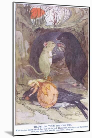 Thumbelina Tends the Poor Bird-Anne Anderson-Mounted Giclee Print