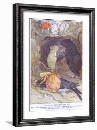 Thumbelina Tends the Poor Bird-Anne Anderson-Framed Giclee Print