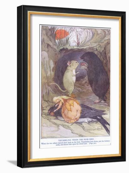 Thumbelina Tends the Poor Bird-Anne Anderson-Framed Giclee Print