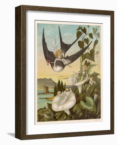 Thumbkinetta (Tommelise) Rides on a Swallow's Back-Eleanor Vere Boyle-Framed Art Print