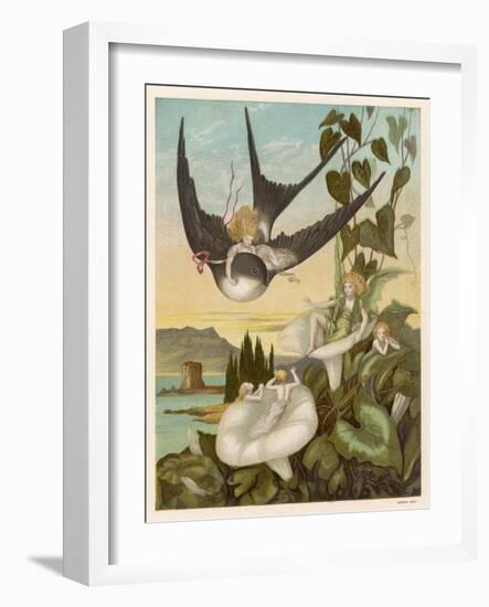 Thumbkinetta (Tommelise) Rides on a Swallow's Back-Eleanor Vere Boyle-Framed Art Print