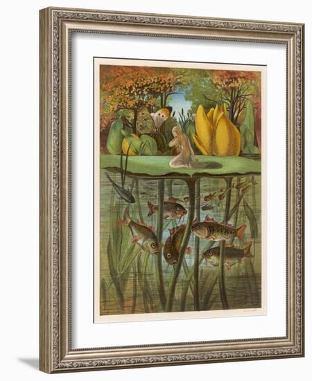 Thumbkinetta (Tommelise) Stands on a Water-Lily Leaf-Eleanor Vere Boyle-Framed Art Print