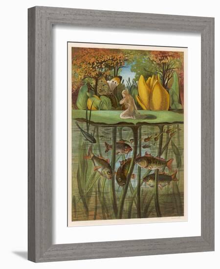 Thumbkinetta (Tommelise) Stands on a Water-Lily Leaf-Eleanor Vere Boyle-Framed Art Print