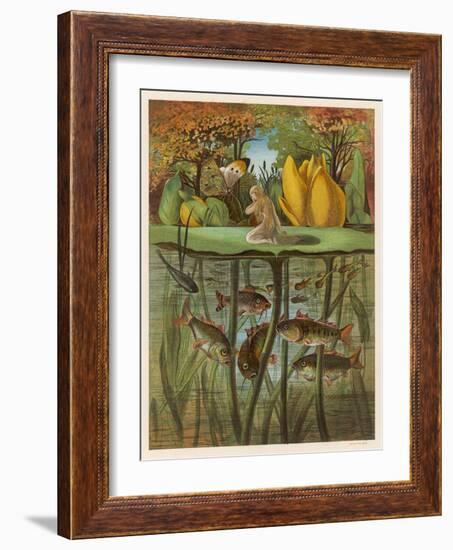 Thumbkinetta (Tommelise) Stands on a Water-Lily Leaf-Eleanor Vere Boyle-Framed Art Print