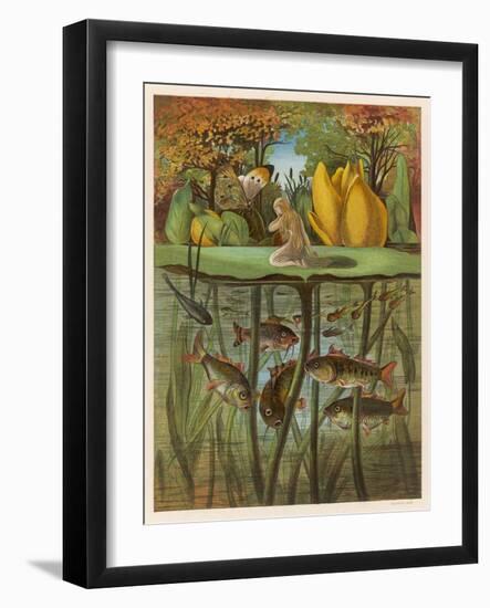 Thumbkinetta (Tommelise) Stands on a Water-Lily Leaf-Eleanor Vere Boyle-Framed Art Print