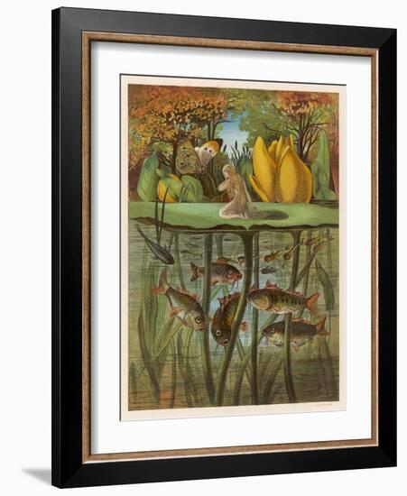 Thumbkinetta (Tommelise) Stands on a Water-Lily Leaf-Eleanor Vere Boyle-Framed Art Print