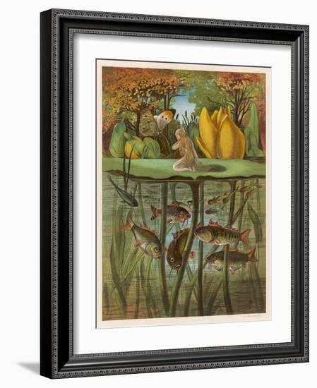 Thumbkinetta (Tommelise) Stands on a Water-Lily Leaf-Eleanor Vere Boyle-Framed Art Print