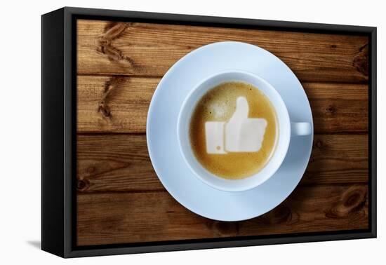 Thumbs Up or Like Symbol in Coffee Froth-Flynt-Framed Premier Image Canvas