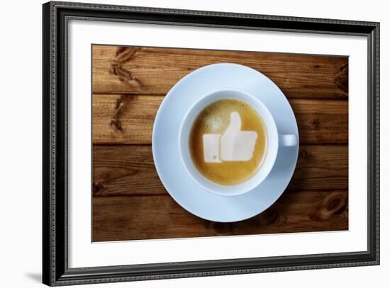 Thumbs Up or Like Symbol in Coffee Froth-Flynt-Framed Photographic Print