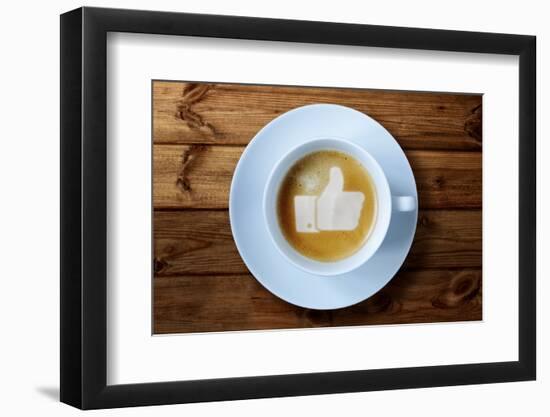 Thumbs Up or Like Symbol in Coffee Froth-Flynt-Framed Photographic Print