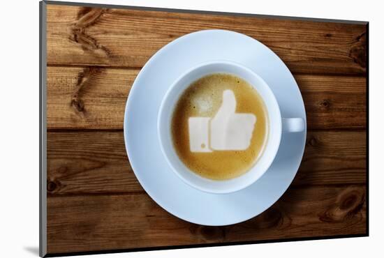 Thumbs Up or Like Symbol in Coffee Froth-Flynt-Mounted Photographic Print