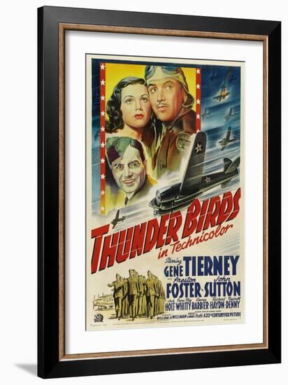 Thunder Birds, Clockwise from Left: Gene Tierney, Preston Foster, John Sutton, 1942-null-Framed Art Print