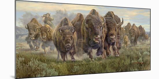 Thunder on the Prairie (Bison)-Kalon Baughan-Mounted Giclee Print