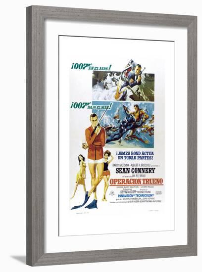 Thunderball, (aka Operacion Trueno), Spanish language poster, Sean Connery, 1965-null-Framed Art Print