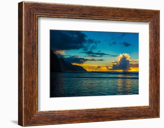 Thundercloud off of Ke'e Beach at sunset, Na Pali Coast, Kauai, Hawaii, USA-Mark A Johnson-Framed Photographic Print