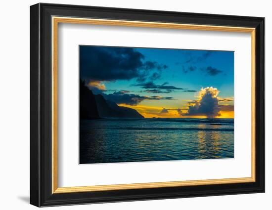 Thundercloud off of Ke'e Beach at sunset, Na Pali Coast, Kauai, Hawaii, USA-Mark A Johnson-Framed Photographic Print