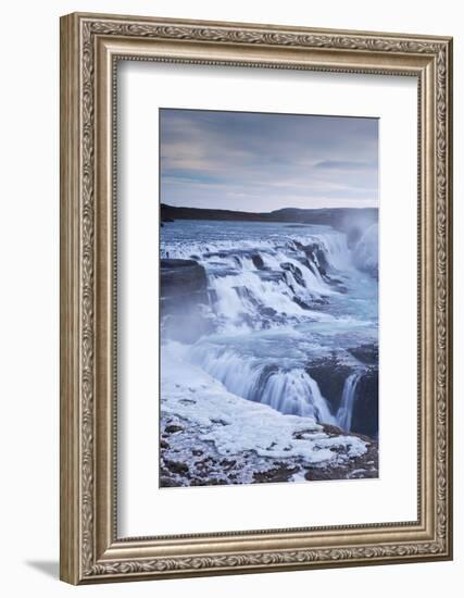 Thundering Gullfoss Waterfall in Winter Time, Iceland, Europe. Winter (January)-Adam Burton-Framed Photographic Print