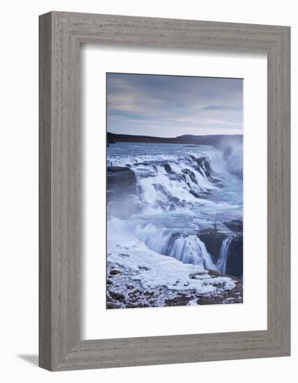 Thundering Gullfoss Waterfall in Winter Time, Iceland, Europe. Winter (January)-Adam Burton-Framed Photographic Print