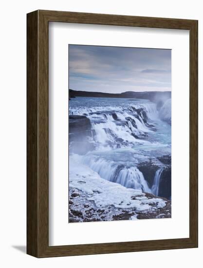 Thundering Gullfoss Waterfall in Winter Time, Iceland, Europe. Winter (January)-Adam Burton-Framed Photographic Print