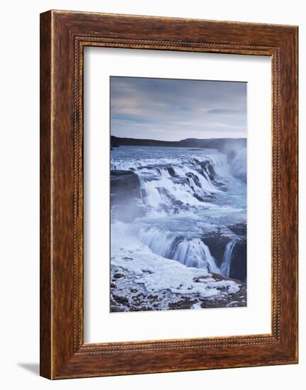 Thundering Gullfoss Waterfall in Winter Time, Iceland, Europe. Winter (January)-Adam Burton-Framed Photographic Print