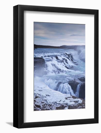 Thundering Gullfoss Waterfall in Winter Time, Iceland, Europe. Winter (January)-Adam Burton-Framed Photographic Print