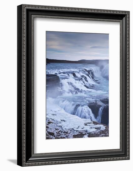 Thundering Gullfoss Waterfall in Winter Time, Iceland, Europe. Winter (January)-Adam Burton-Framed Photographic Print