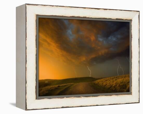 Thunderstorm and Orange Clouds at Sunset-Jonathan Hicks-Framed Premier Image Canvas