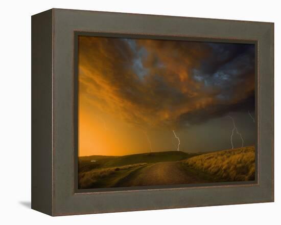 Thunderstorm and Orange Clouds at Sunset-Jonathan Hicks-Framed Premier Image Canvas