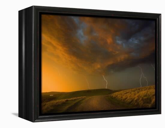 Thunderstorm and Orange Clouds at Sunset-Jonathan Hicks-Framed Premier Image Canvas