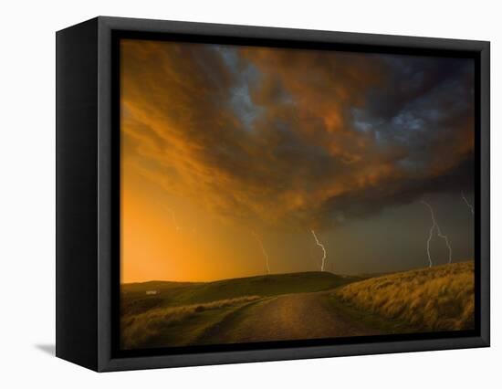 Thunderstorm and Orange Clouds at Sunset-Jonathan Hicks-Framed Premier Image Canvas