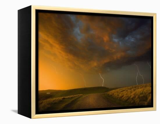 Thunderstorm and Orange Clouds at Sunset-Jonathan Hicks-Framed Premier Image Canvas