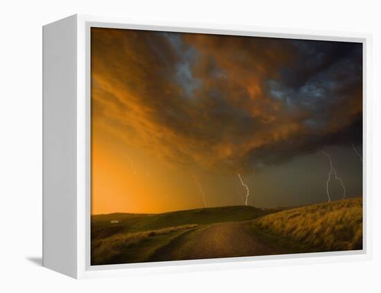 Thunderstorm and Orange Clouds at Sunset-Jonathan Hicks-Framed Premier Image Canvas