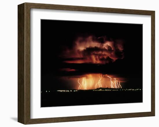 Thunderstorm At Night Near Tucson-Keith Kent-Framed Photographic Print