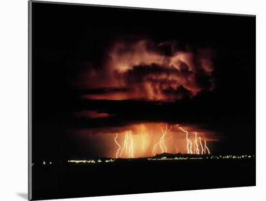 Thunderstorm At Night Near Tucson-Keith Kent-Mounted Photographic Print