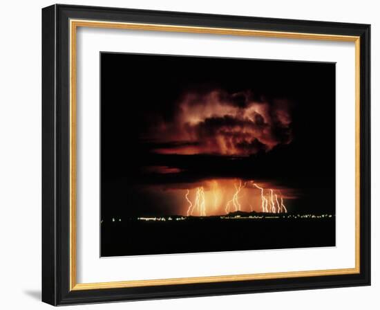 Thunderstorm At Night Near Tucson-Keith Kent-Framed Photographic Print
