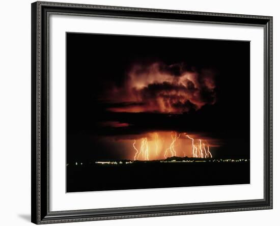 Thunderstorm At Night Near Tucson-Keith Kent-Framed Photographic Print