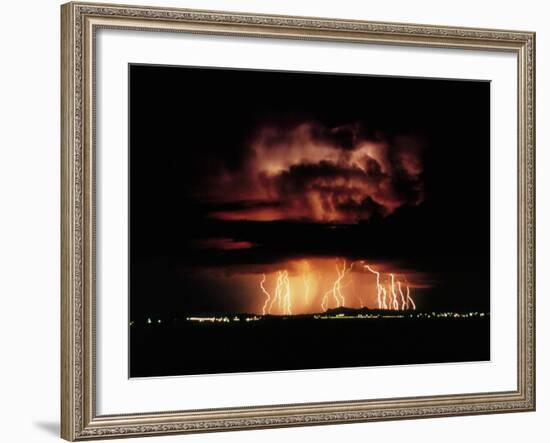 Thunderstorm At Night Near Tucson-Keith Kent-Framed Photographic Print