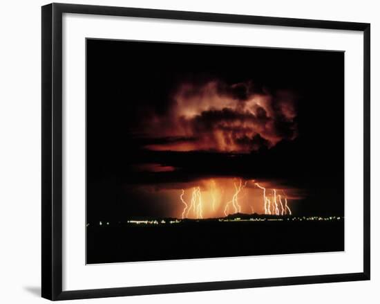 Thunderstorm At Night Near Tucson-Keith Kent-Framed Photographic Print