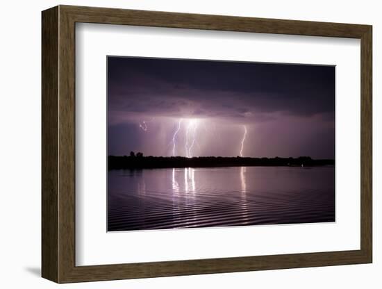 Thunderstorm, Lake Tisza, Hortobagy National Park, Hungary, July 2009-Radisics-Framed Photographic Print