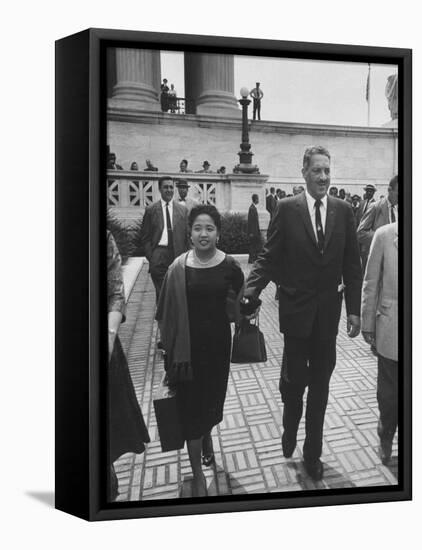 Thurgood Marshall Walking with His Wife-null-Framed Premier Image Canvas