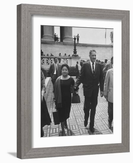 Thurgood Marshall Walking with His Wife-null-Framed Photographic Print