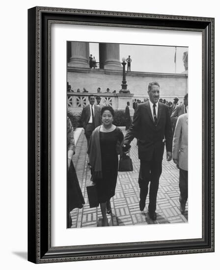 Thurgood Marshall Walking with His Wife-null-Framed Photographic Print