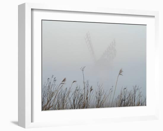 Thurne Mill viewed through the mist at Thurne, Norfolk, England, United Kingdom, Europe-Jon Gibbs-Framed Photographic Print