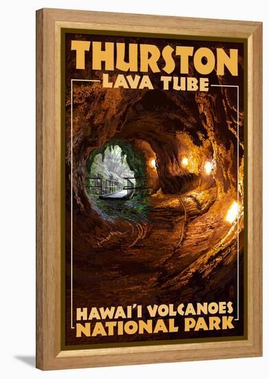 Thurston Lava Tube - Hawaii Volcanoes National Park-Lantern Press-Framed Stretched Canvas