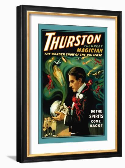 Thurston the Great Magician: Do the Spirits Come Back?-null-Framed Art Print